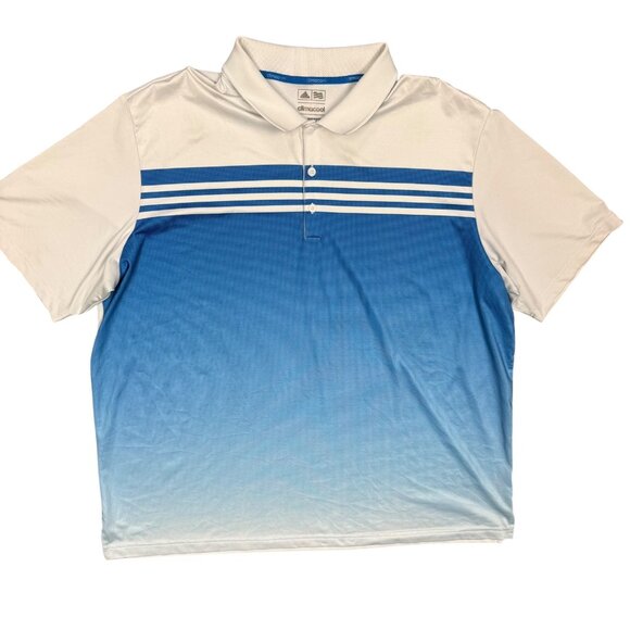 Adidas Climacool Golf Polo Shirt Blue Stretch Short Sleeve XXL - Picture 1 of 7
